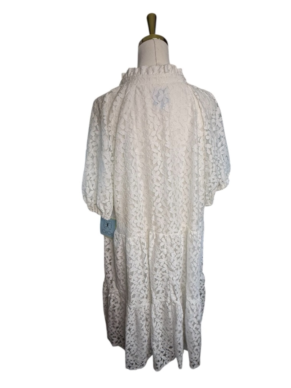 CeCe New Ivory Lace Babydoll Tiered Puff-Sleeve Mini Dress Size 3X - Picture 3 of 9
